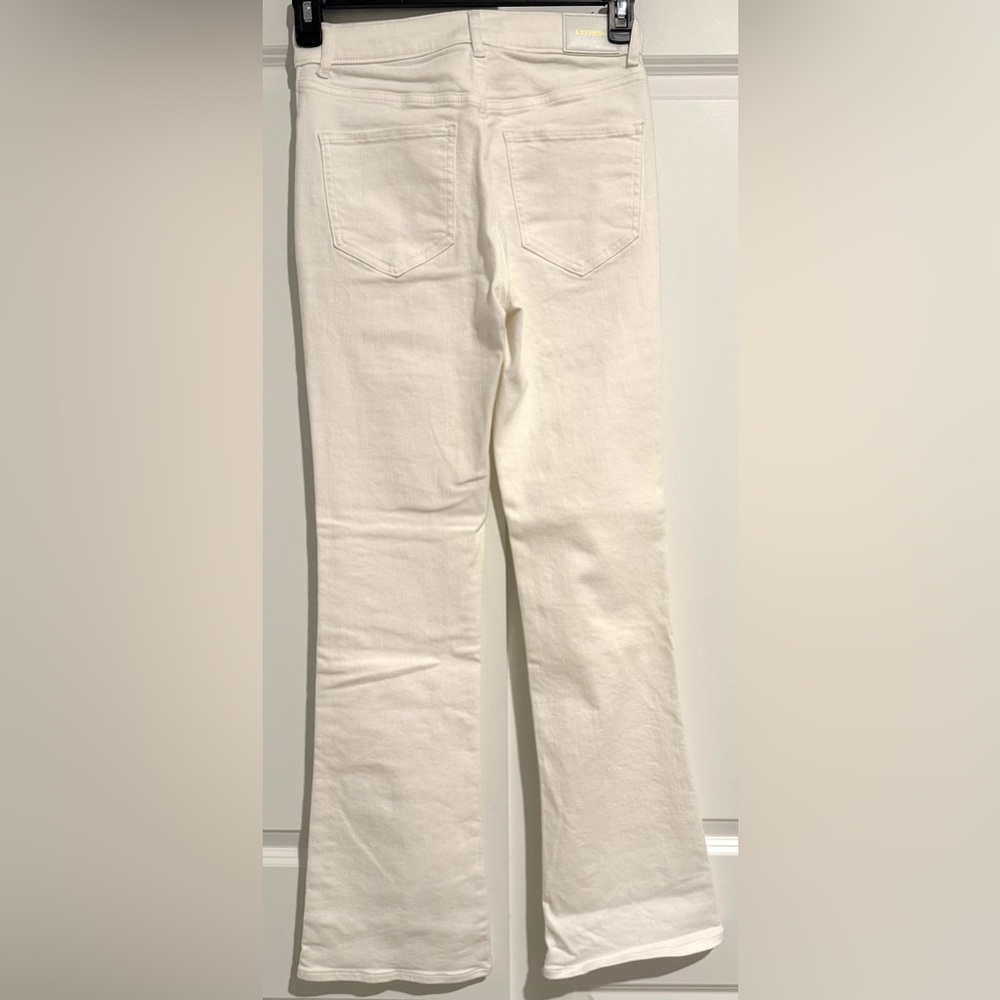 Express White High Rise Bootcut Jeans Size 2R Stretch Denim - Picture 2 of 6